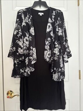 Black Dress with Floral Overlay